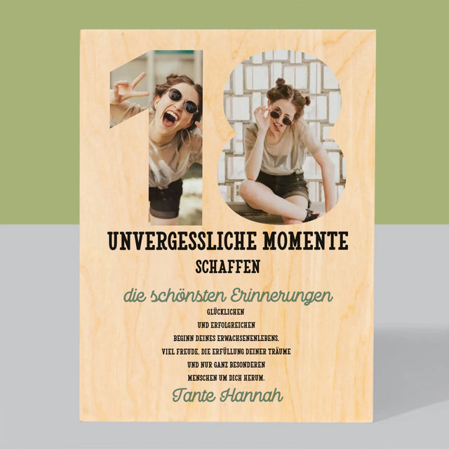 Buchstaben-Collage: 18. Geburtstag - Druck Auf Holz