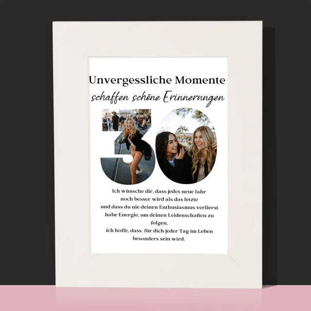 Buchstaben-Collage: 30. Geburtstag - Bilderrahmen