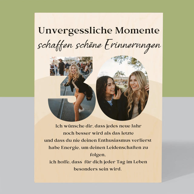 Buchstaben-Collage: 30. Geburtstag - Druck Auf Holz