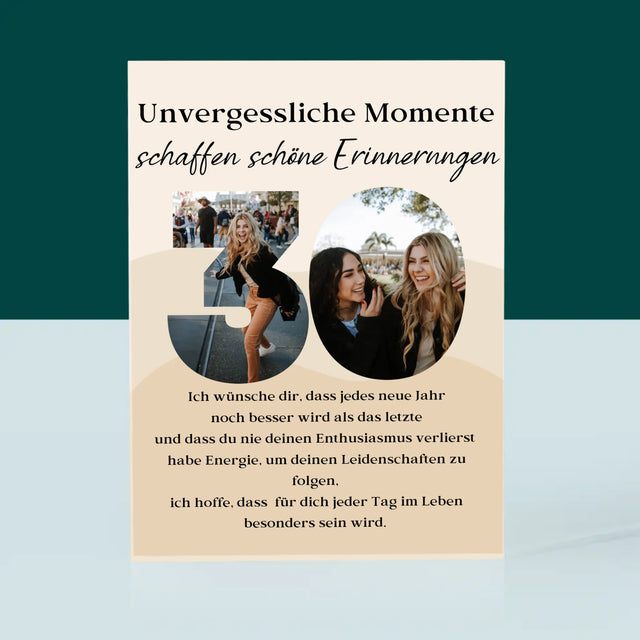 Buchstaben-Collage: 30. Geburtstag - Acrylblock