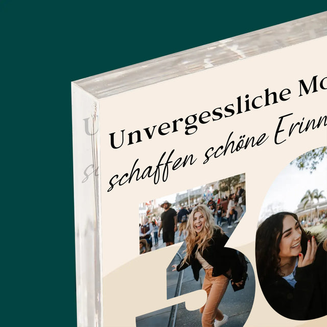 Buchstaben-Collage: 30. Geburtstag - Acrylblock