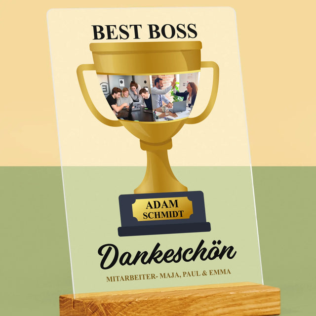 Fotocollage: Best Boss Pokal - Druck Auf Acrylglas