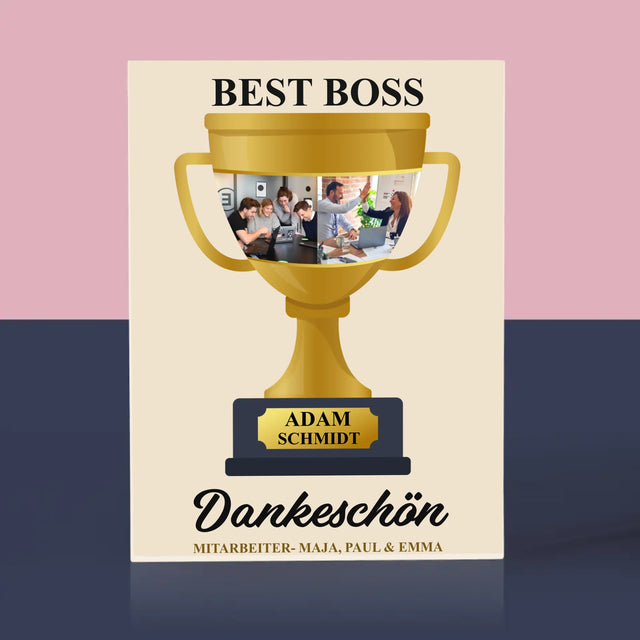 Fotocollage: Best Boss Pokal - Acrylblock