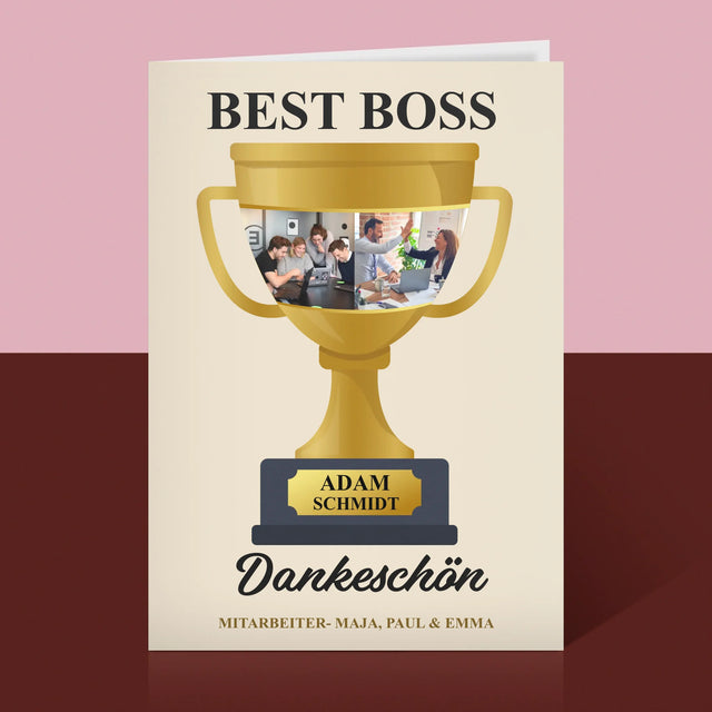 Fotocollage: Best Boss Pokal - Glückwunschkarte