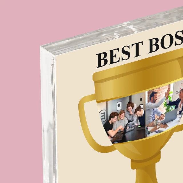 Fotocollage: Best Boss Pokal - Acrylblock
