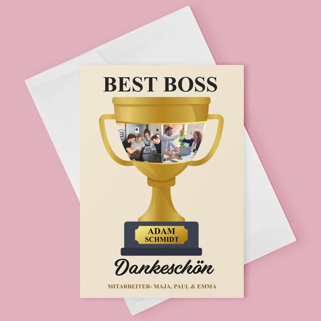 Fotocollage: Best Boss Pokal - Glückwunschkarte