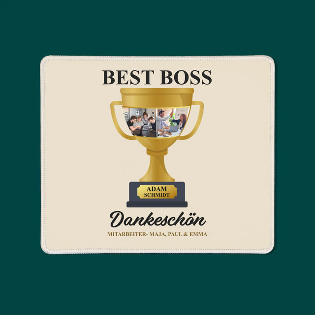 Fotocollage: Best Boss Pokal - Mauspad