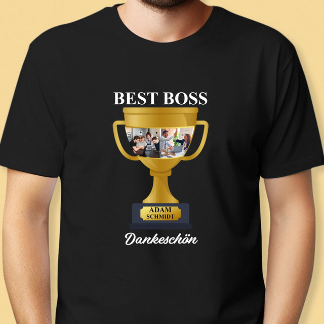 Fotocollage: Best Boss Pokal - T-Shirt Für Herren