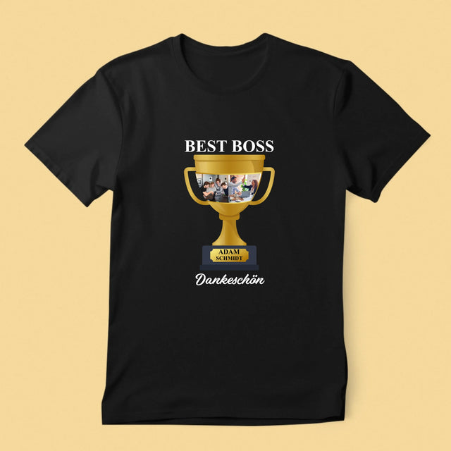 Fotocollage: Best Boss Pokal - T-Shirt Für Herren