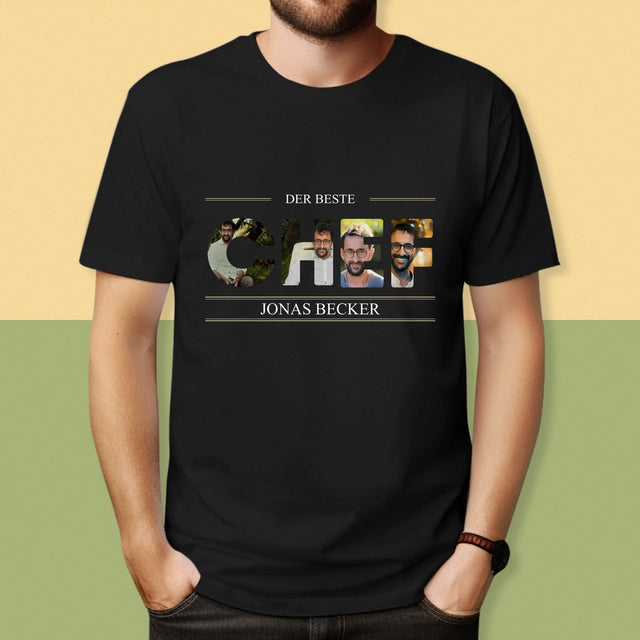 Buchstaben-Collage: Bester Chef 2 - T-Shirt Für Herren