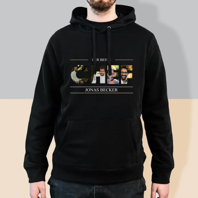 Buchstaben-Collage: Bester Chef 2 - Kapuzenpullover Für Herren