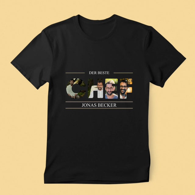 Buchstaben-Collage: Bester Chef 2 - T-Shirt Für Herren