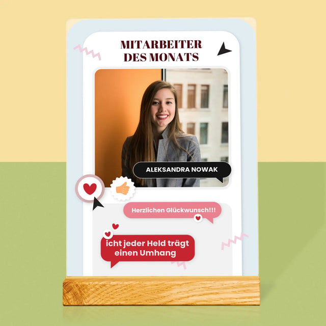Foto Und Unterschrift: Mitarbeiter Des Monats - Druck Auf Acrylglas