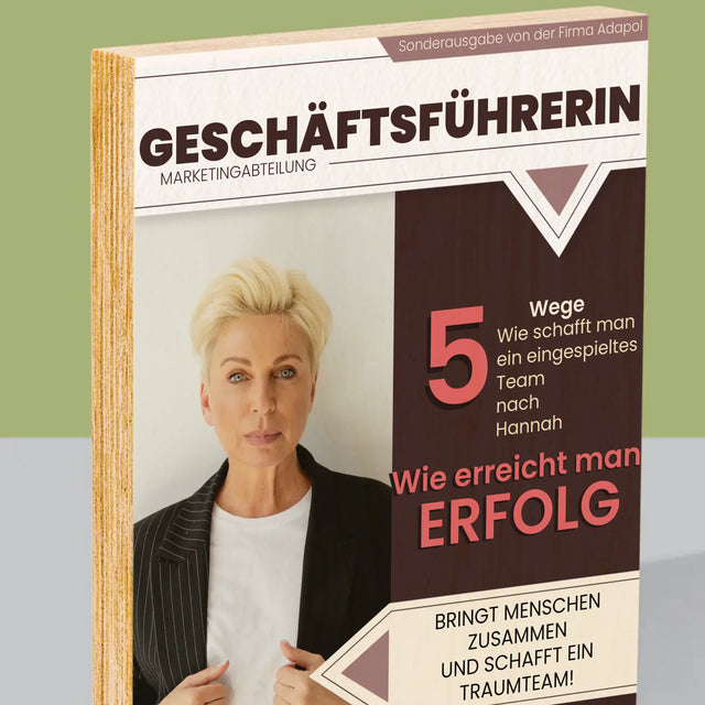 Magazin-Cover: Geschäftsführerin - Druck Auf Holz