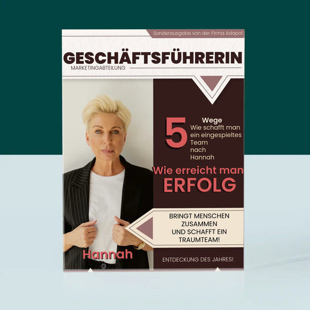 Magazin-Cover: Geschäftsführerin - Acrylblock