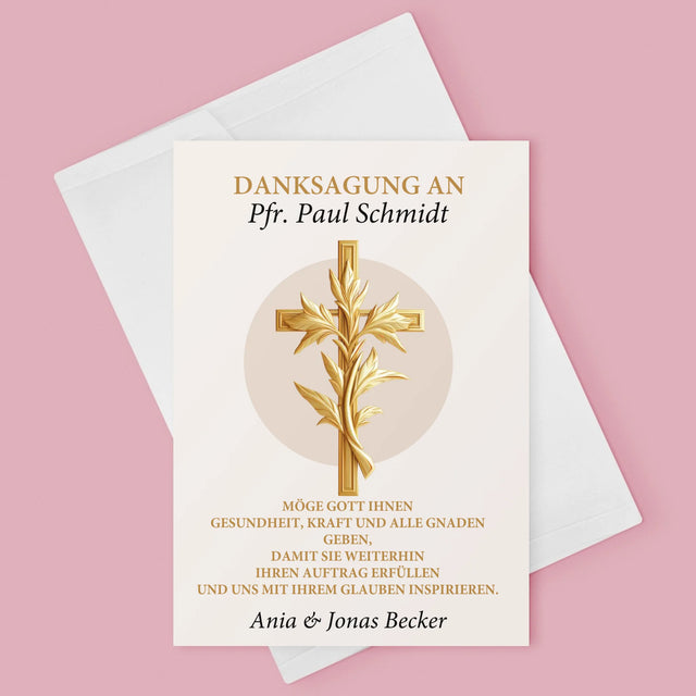 Name Und Unterschrift: Dank An Den Pfarrer - Glückwunschkarte