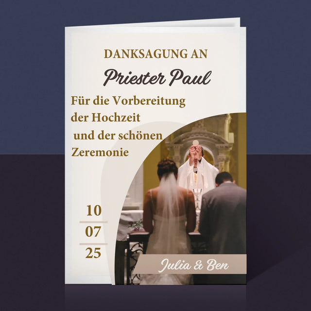 Foto Und Unterschrift: Danksagung Für Den Priester - Hochzeit - Glückwunschkarte