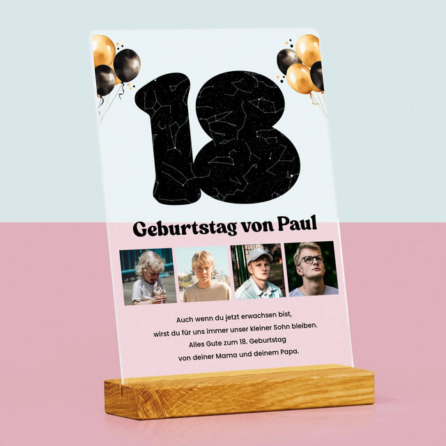Sternkarte: 18. Geburtstag Des Stars-Mit Widmung  - Druck Auf Acrylglas