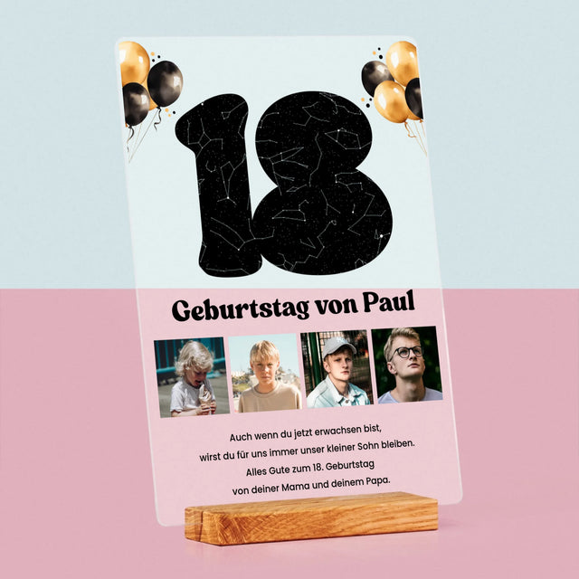 Sternkarte: 18. Geburtstag Des Stars-Mit Widmung  - Druck Auf Acrylglas