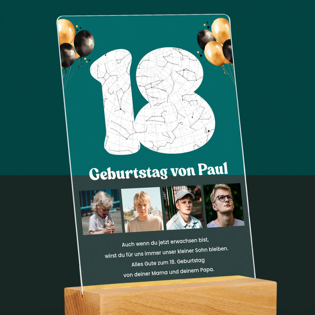Sternkarte: 18. Geburtstag Des Stars-Mit Widmung  - Druck Auf Acrylglas