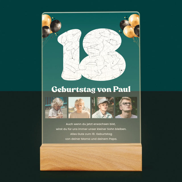 Sternkarte: 18. Geburtstag Des Stars-Mit Widmung  - Druck Auf Acrylglas