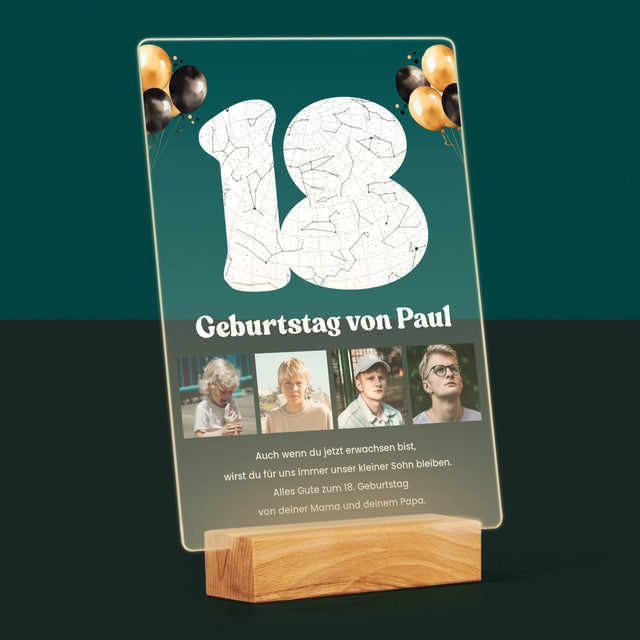 Sternkarte: 18. Geburtstag Des Stars-Mit Widmung  - Druck Auf Acrylglas