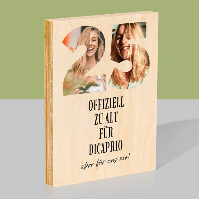 Buchstaben-Collage: Zu Alt Für Dicaprio - Druck Auf Holz