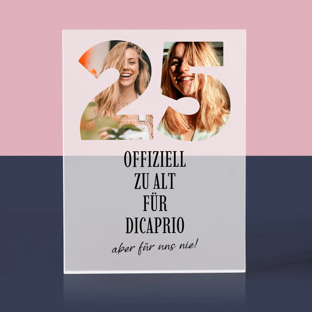 Buchstaben-Collage: Zu Alt Für Dicaprio - Acrylblock