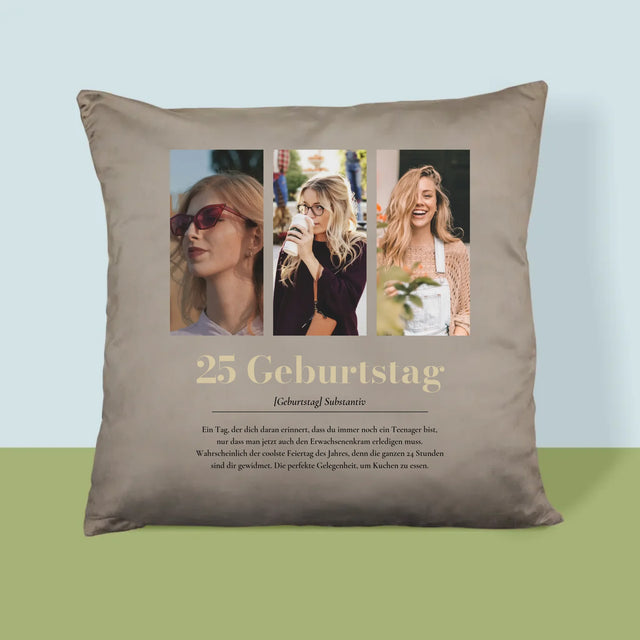 Fotocollage: 25. Geburtstag Definition - Kissen
