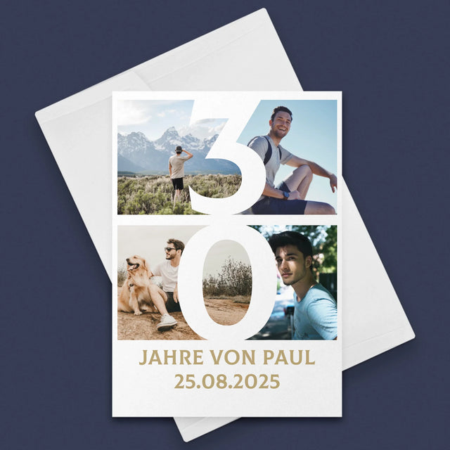 Fotocollage: 30 Jahre Ziffer  - Glückwunschkarte