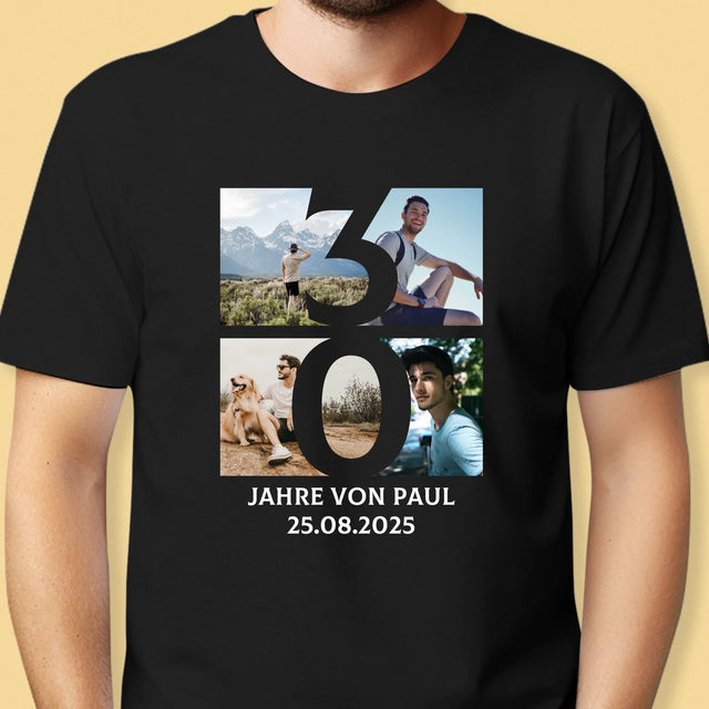 Fotocollage: 30 Jahre Ziffer  - T-Shirt Für Herren