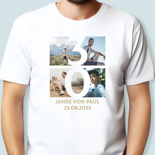 Fotocollage: 30 Jahre Ziffer  - T-Shirt Für Herren