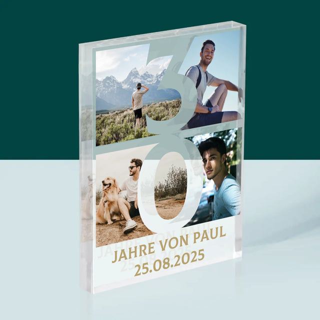 Fotocollage: 30 Jahre Ziffer  - Acrylblock