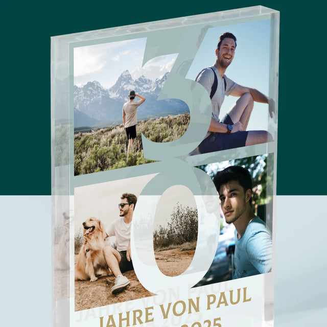 Fotocollage: 30 Jahre Ziffer  - Acrylblock