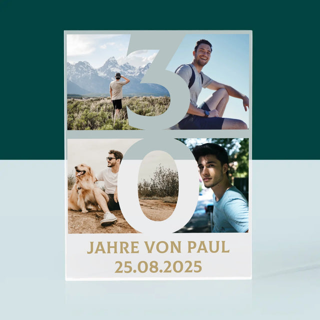 Fotocollage: 30 Jahre Ziffer  - Acrylblock