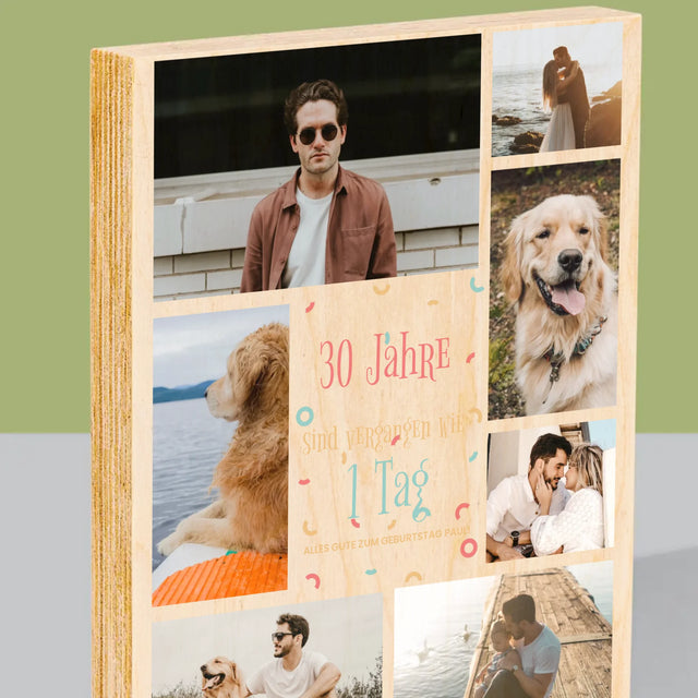 Fotocollage: 30 Jahre Sind Vergangen  - Druck Auf Holz