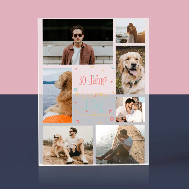 Fotocollage: 30 Jahre Sind Vergangen  - Acrylblock