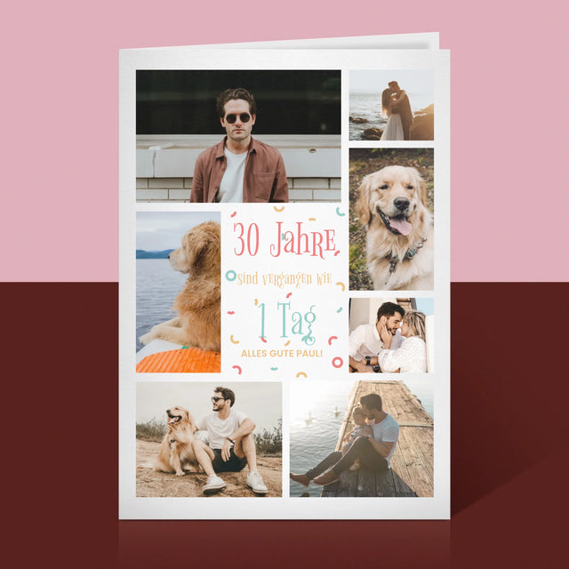 Fotocollage: 30 Jahre Sind Vergangen  - Glückwunschkarte