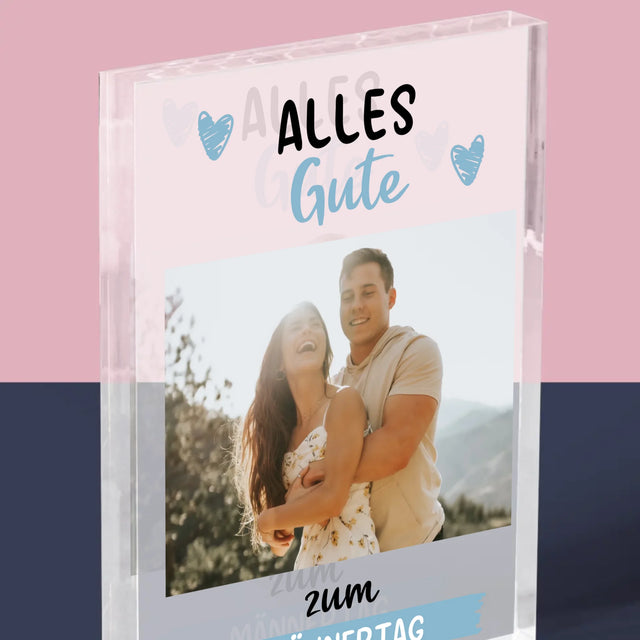 Foto Und Unterschrift: Alles Gute Zum Männertag - Acrylblock