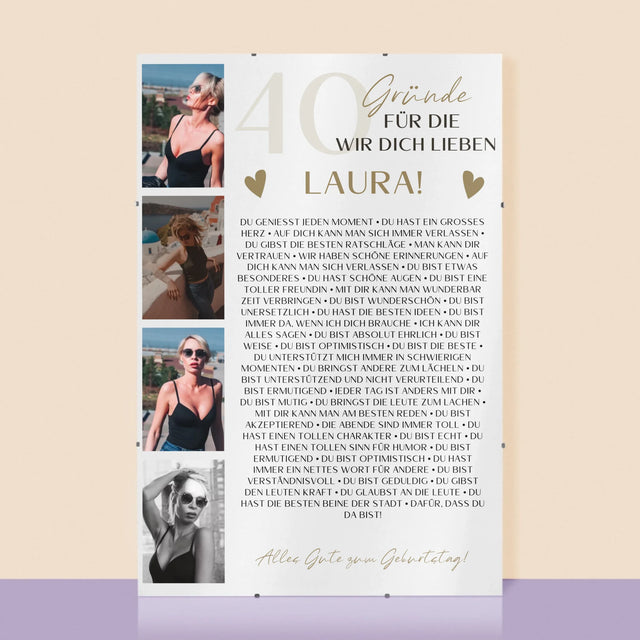 Fotocollage: 40 Gründe - Poster