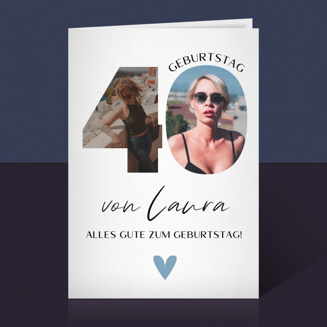 Buchstaben-Collage: 40. Geburtstag - Schöne Momente - Glückwunschkarte