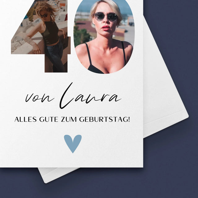 Buchstaben-Collage: 40. Geburtstag - Schöne Momente - Glückwunschkarte