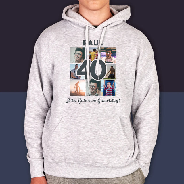 Fotocollage: 40 Jahre - Kapuzenpullover Für Herren