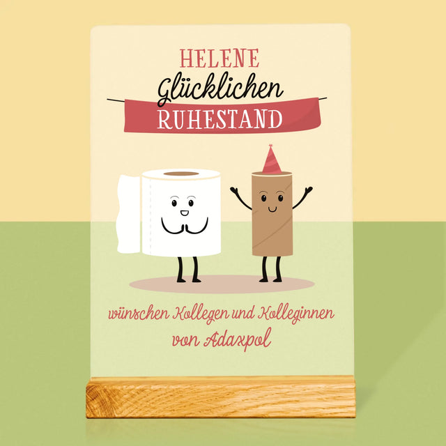 Name Und Unterschrift: Glücklichen Ruhestand  - Druck Auf Acrylglas