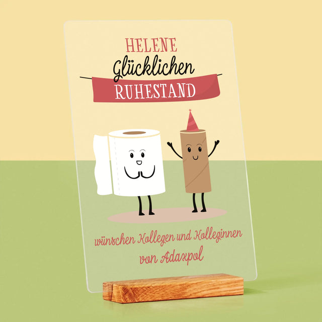 Name Und Unterschrift: Glücklichen Ruhestand  - Druck Auf Acrylglas
