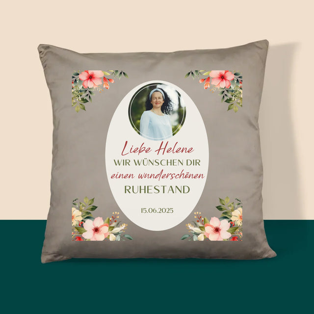 Foto Und Unterschrift: Wunderschönen Ruhestand  - Kissen