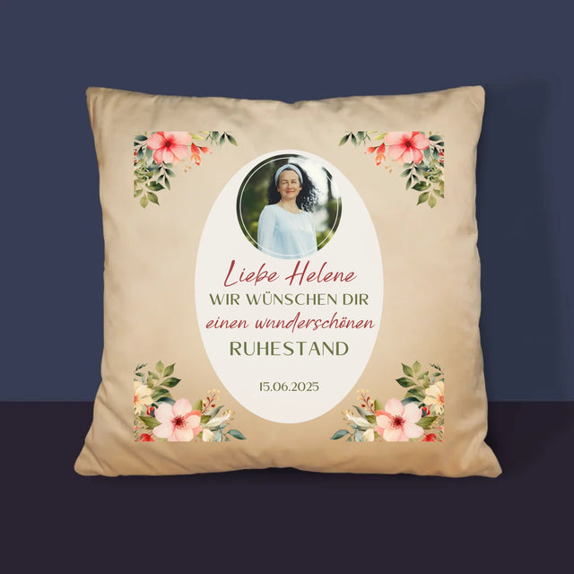 Foto Und Unterschrift: Wunderschönen Ruhestand  - Kissen