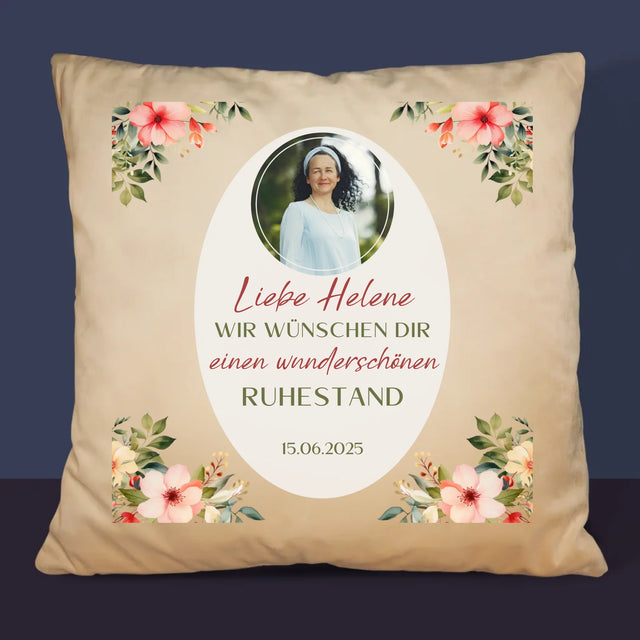 Foto Und Unterschrift: Wunderschönen Ruhestand  - Kissen