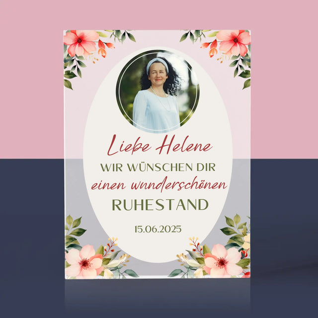 Foto Und Unterschrift: Wunderschönen Ruhestand  - Acrylblock