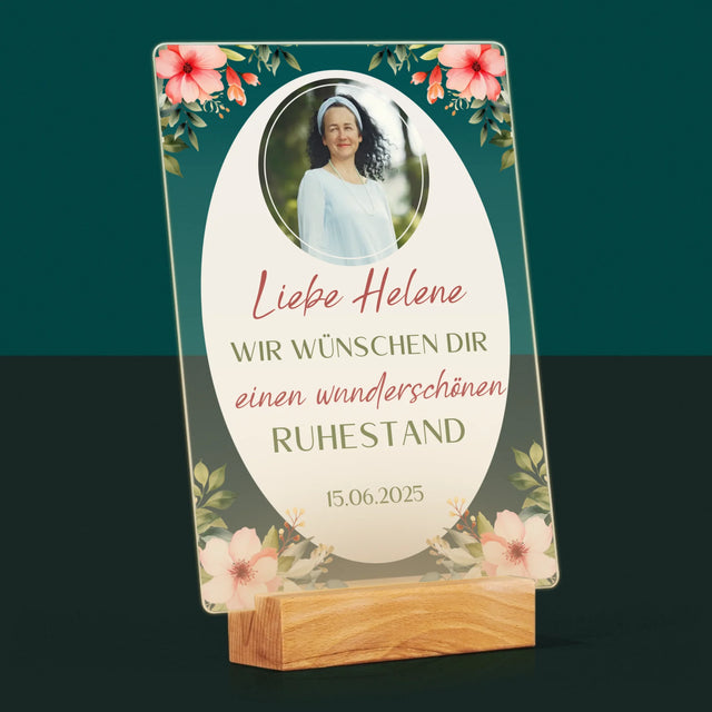 Foto Und Unterschrift: Wunderschönen Ruhestand  - Druck Auf Acrylglas